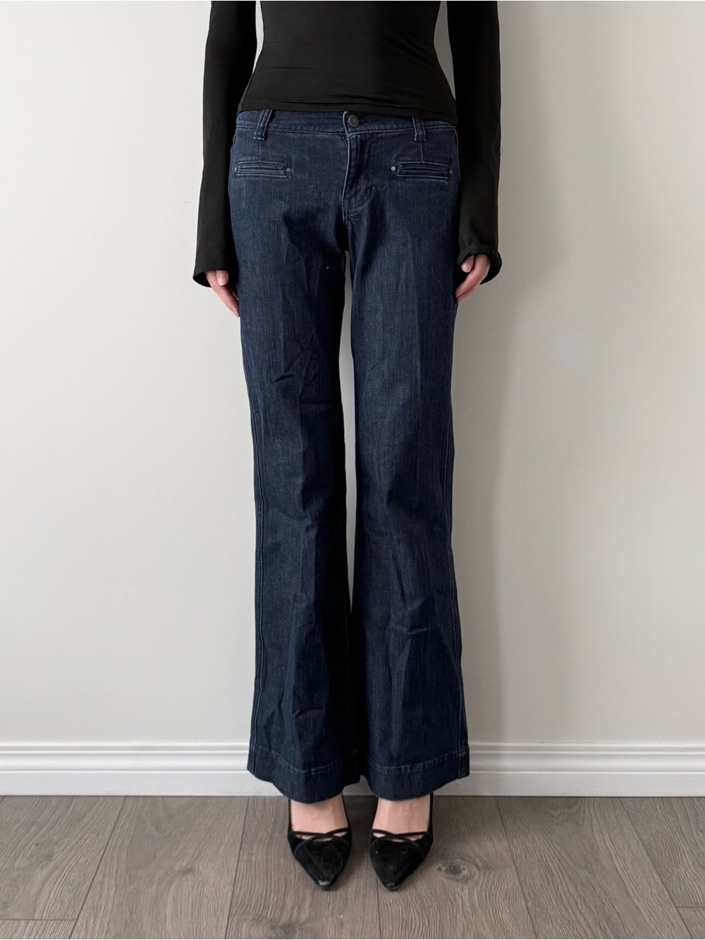 Vintage dark wash wide leg jeans
